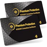 KF-Premium RFID Blocking Card (2 Pack) - 0.9mm Ultra Thin Debit &amp; Credit Card Protector - One Card Shields Your Whole Wallet - Anti Fraud Contactless NFC Wallet Defender for Travel &amp; Passport