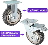 ybaymy 150mm Rubber Castor Wheels 1000kg Load 4PCS Swivel with Brakes Fixed view 9