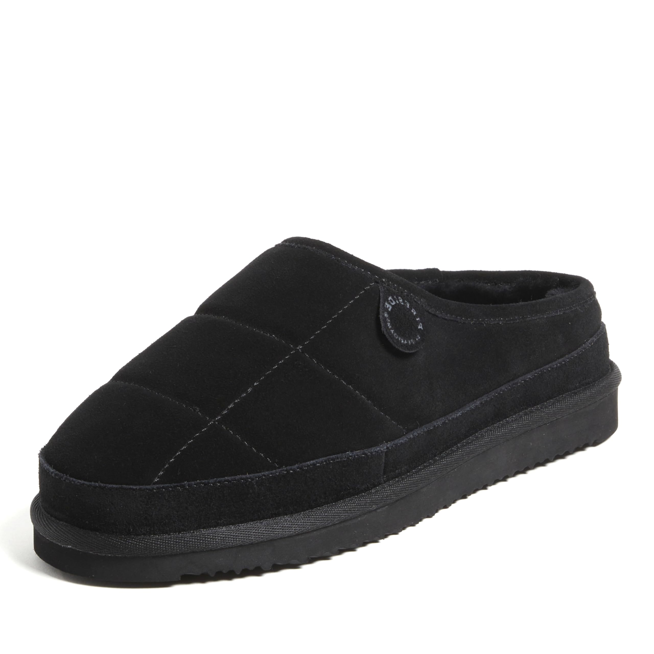 Fireside by Dearfoams Men's Grafton Shearling Indoor/Outdoor Clog Slipper, Black Quilted, 12 Image