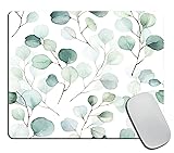 Mouse Pad, Green White Eucalyptus Leaf Mouse