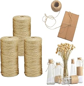 Jute Twine 3 PcsX328 Feet 2mm 3Ply Natural Jute Twine,Natural Jute Rope String for Art&Crafts, Juke Twine, Gift Wrapping, Garden Twine and Wedding Decor