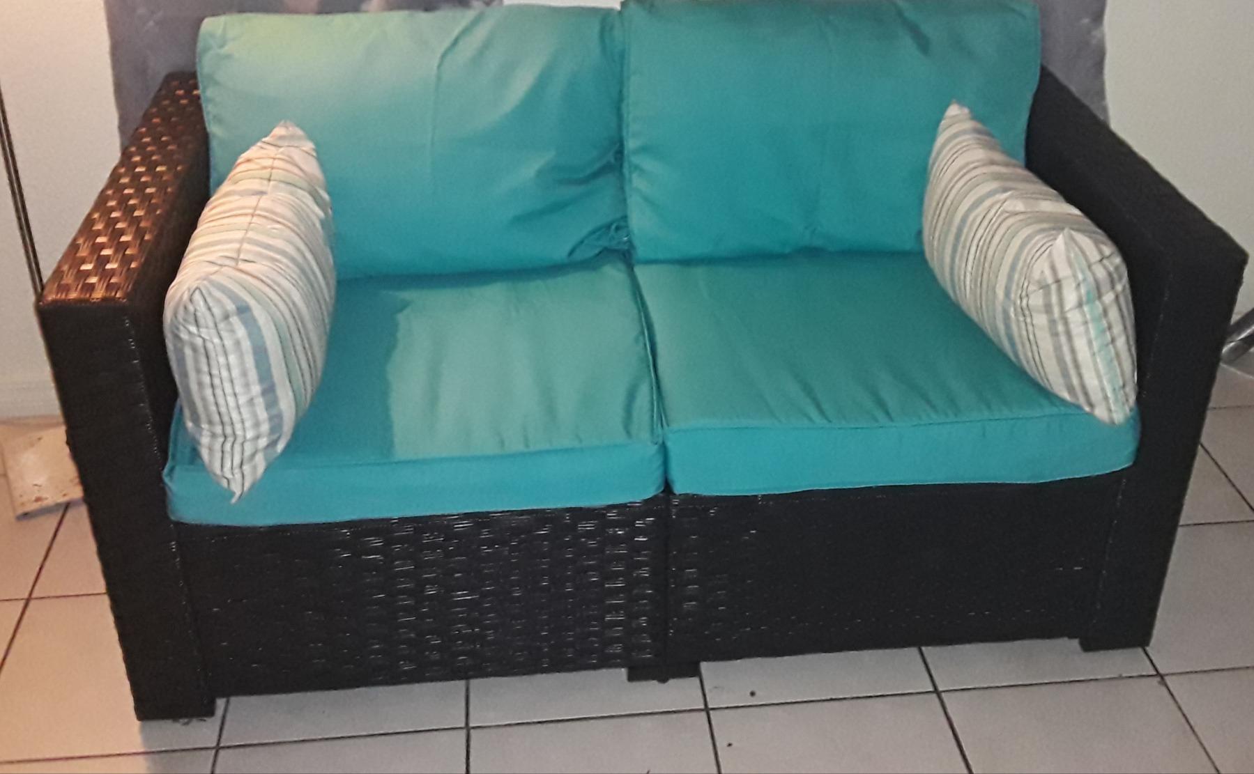 27/mo Finance Patio PE Wicker Couch 3Seat Outdoor Brown Rattan