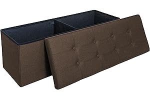 GLAXYFUR 43.3" Folding Storage Ottoman Bench - Perfect for Bedroom, Entryway, and Living Room Storage (Brown)