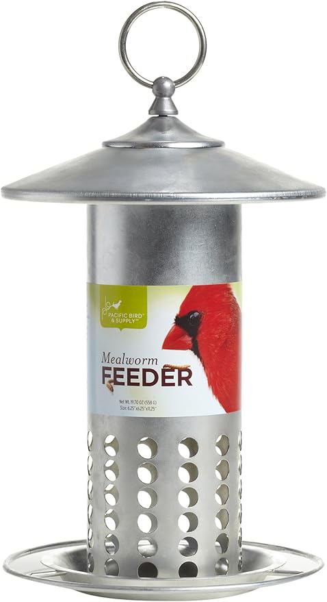 Pacific Bird Supply Galvanized Mealworm Bird Feeder Hanging