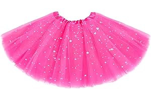 LAINLIGHT Tutu for Girls Stars Sequins Princess Ballet Dress Tulle Skirt for Girls 4-12 Years 3 Layered