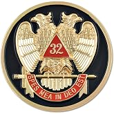 32nd Degree Scottish Rite Round Masonic Auto Emblem - [Black &amp; Red][3'' Diameter]