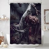 InIsaJace Halloween Shower Curtain for Bathroom, Scary Bloody Ghost Bath Tub Curtain, Horror Bathroom Bathtub Decor with Hooks(71 X 71 Inches)