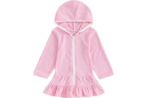 Kids Girl Swim Cover Up Towel Swimsuit Zip Up Bathing Suit Toddler Robe Beach Cover Up Beach Suit Casual Robe Dress