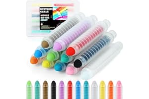 Haoyond Dustless Chalks Sidewalk-Chalk for Kids - Non-Toxic Washable Toddlers Chalks, Chalkboard Chalk Pen With Holder for Blackboard Drawing Writing Outdoor Art Play, 12 Pcs