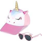 Unicorn Baseball Cap Sunglasses Set, Cute Unicorn Trucker Hat, Adjustable Baseball Hat for Girls, Outdoor Sports & Travel