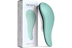Crave Naturals Glide Thru Detangling Hairbrush That Glides Through Tangles for Wet, Dry and Damaged Hair - Gentle Detangler Styling Tool for Adults, Kids, Men and Women - 7.5 x 3 in, Turquoise