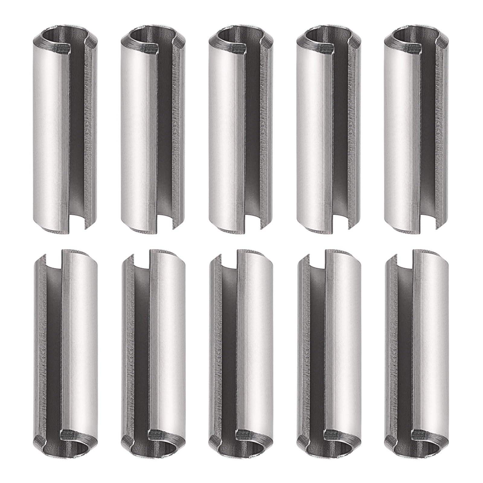 DTGN 6mmx30mm(DxL) Slotted Spring Pin - 10Pack - Good for Home Machine Fastener - 304 Stainless Steel Spring Dowel Tension Roll Pin - Silver