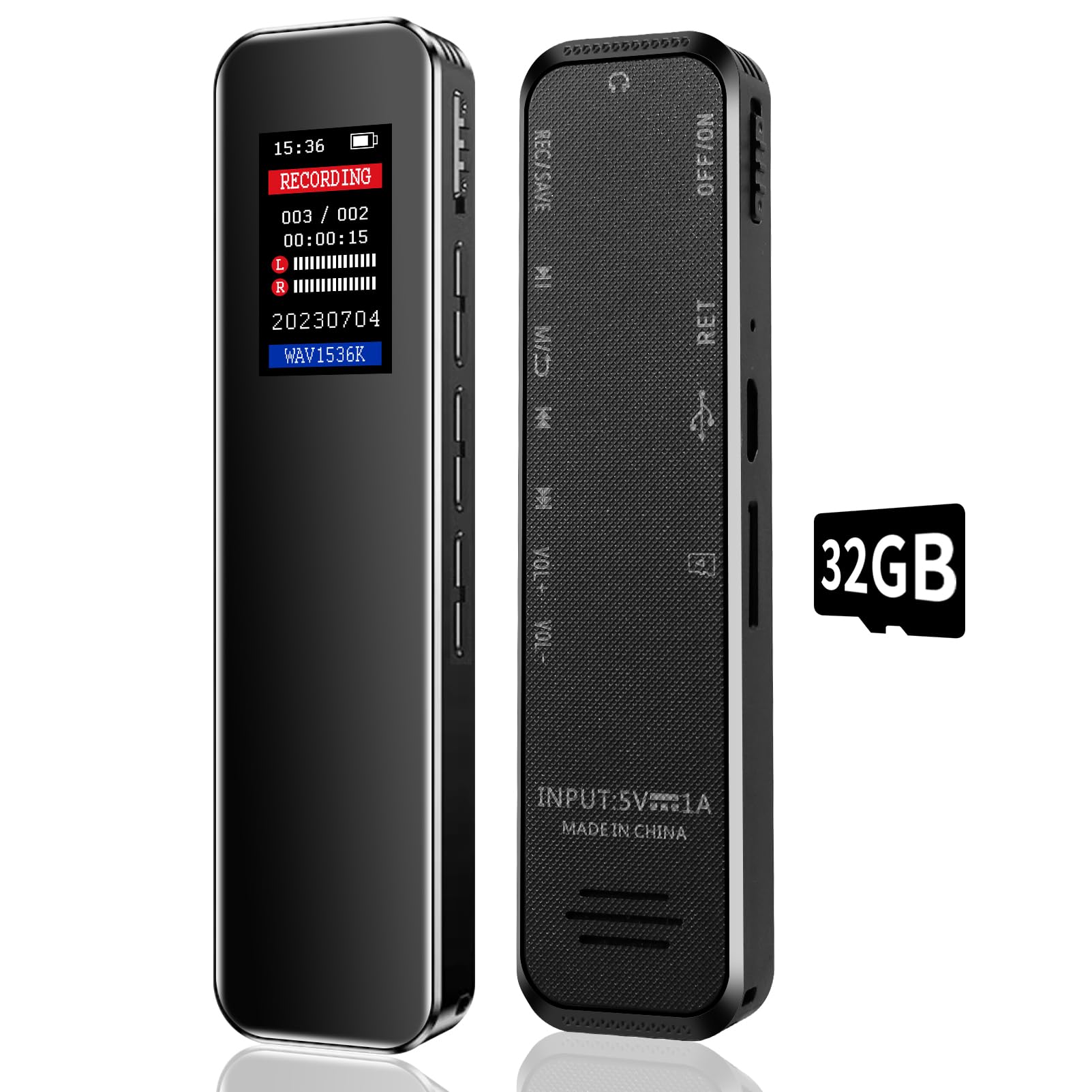 32GB Digital Voice Recorder for Lectures Meetings - Voice Activated Recorder with 2324 Hours Capacity Sound Audio Recorder Dictaphone Recording Device with Playback,MP3 Player,Variable Speed,Password