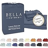 Bella Coterie Luxury Bamboo Viscose King Size Sheet Set | 100% Organically Grown | Ultra Soft | Cooling for Hot Sleepers | 18" Deep Pocket [Slate Blue]