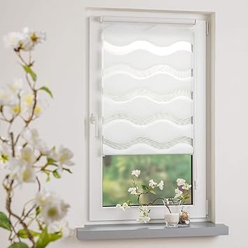 DECOLIA Klemmfix-Duorollo/Doppelrollo Welle mit Verstellbaren Klemmträgern, Breite/Höhe: 40x150 cm, weiß