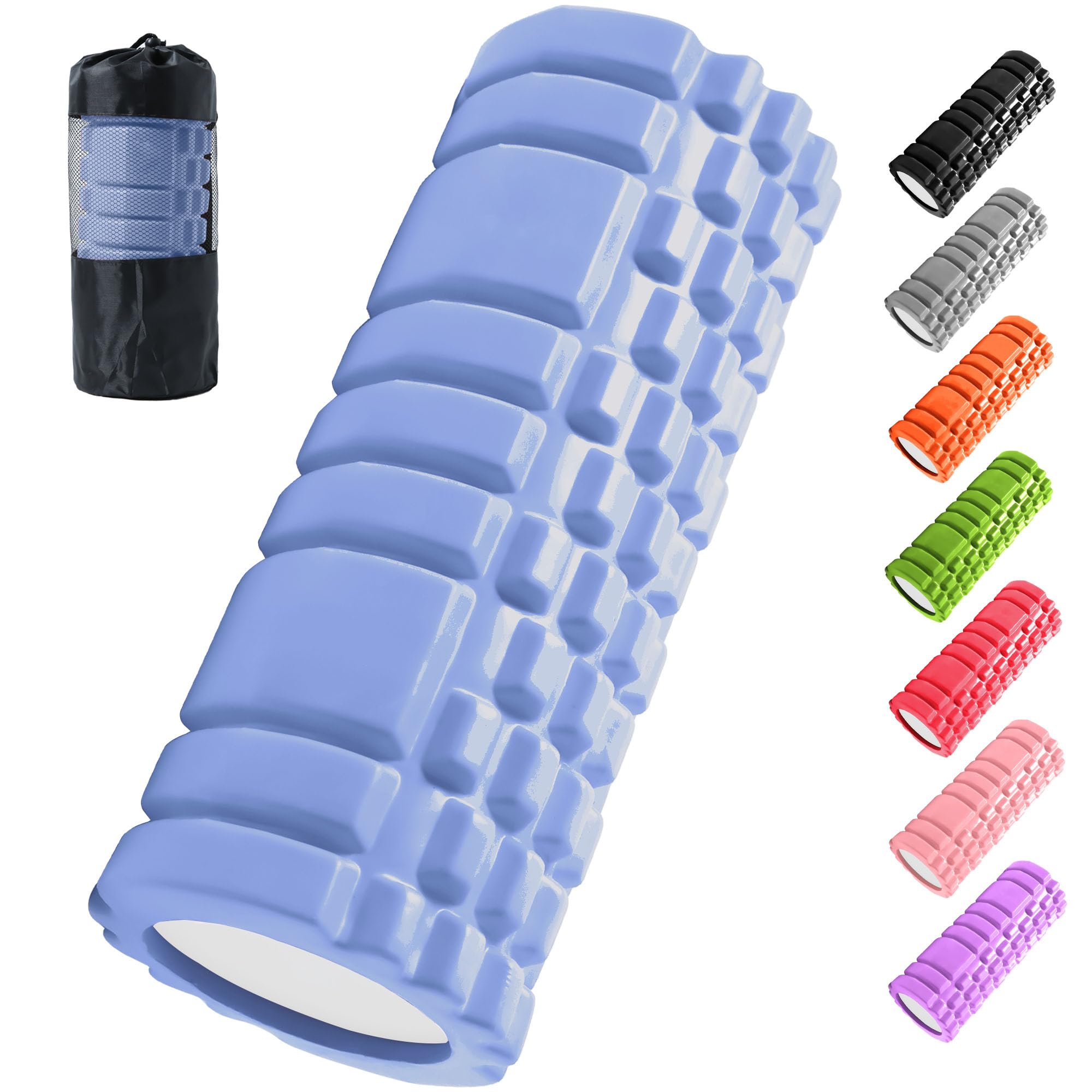 Foam Roller, AYO Myofascial Release Grid Foam Roller, Yoga Pole, Training, Sports, Fitness, Stretching Equipment, Storage Bag