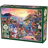 Cobble Hill 1000 Piece Puzzle - Coastal Town at Sunset- Sample Poster Included