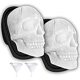Extra Large 3D Skull Ice Cube Mold Silicone Ice Molds for Whiskey Skull Ice Cube Trays with Funnel for Big Mouth Cup Skull Ic