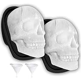 Extra Large 3D Skull Ice Cube Mold Silicone Ice Molds for Whiskey Ice Cube Trays with Funnel for Big Mouth Cup Skull Ice Maker with Resin Chocolate sugar Whiskey Ice Mold for Parties (2 PCS)