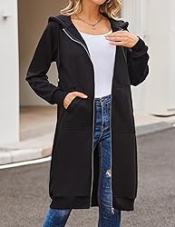 ELESOL Women's Casual Zip up Hoodies Long Tunic