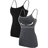 ATTRACO Women's Cotton Camisole Shelf Bra Spaghetti Straps Tank Top