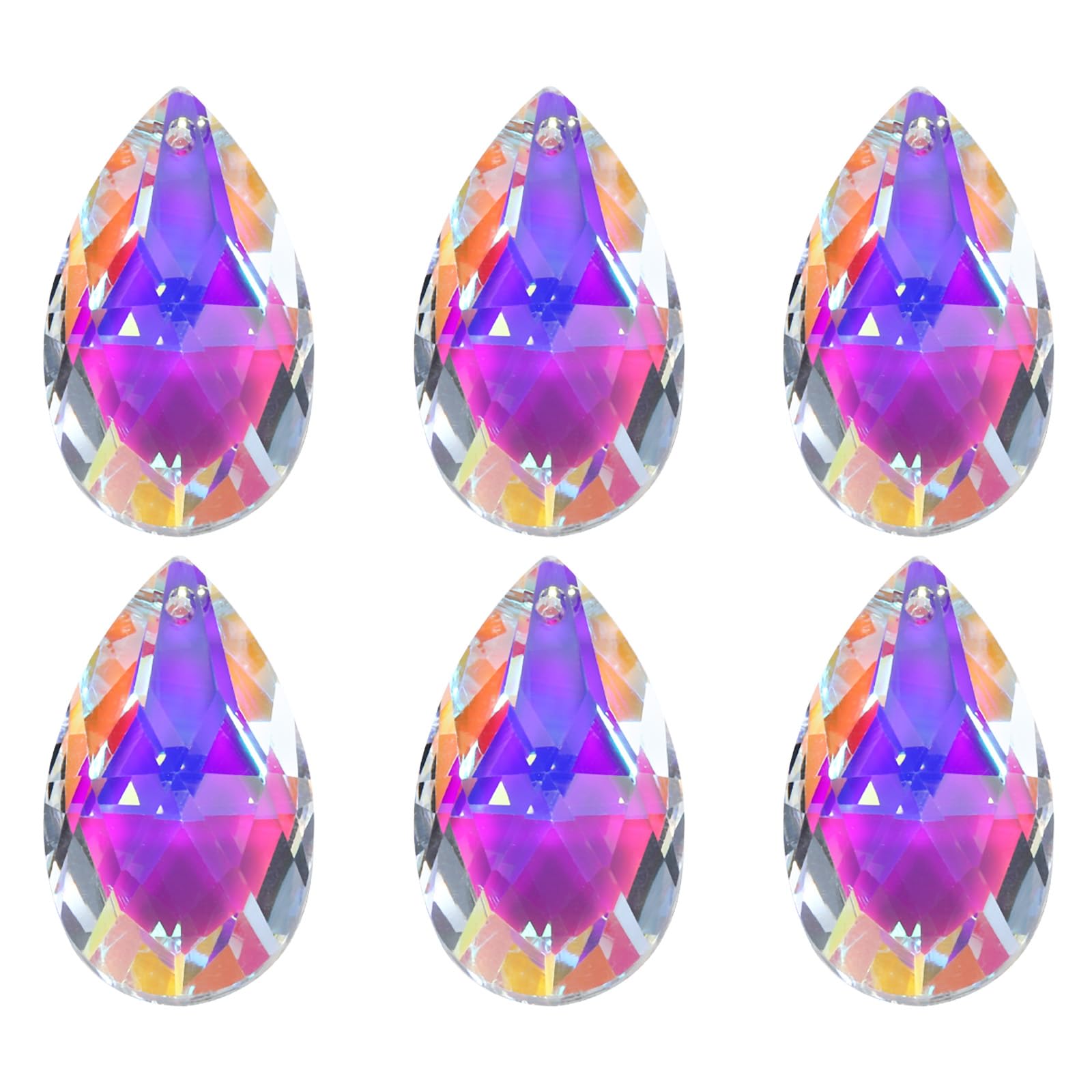 PATIKIL K9 Crystal Pendants Teardrop Beads, 6 Pack 38mm Prisms DIY Electroplating Purple — image 1