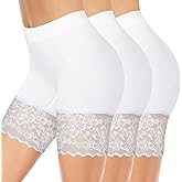 ZENUTA 3pcs Lace Slip Shorts for Under Dresses Women, Anti Chafing Shorts Women, Bloomers Boyshorts Panties Lace leggings