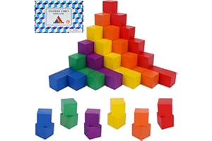 Offelec 108 Pack 1 Inch Wooden Blocks, 6 Colors STEM Math Sorting Toys, Wood Building & Stacking Blocks for Toddlers, Classroom Learning Wooden Cube Blocks, Creative Play & DIY Craft for Kids Ages 3+