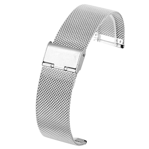 JSDDE Edelstahl Mesh Uhrenarmband Metallarmband Uhrenarmbänder Uhrenband Watch Band mit Faltschließe 18mm 20mm 22mmm