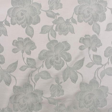 Milo Satin Velvet Floral Luxurious Gold Duck Egg Blue Curtain