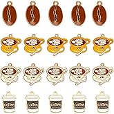 Malijnxin 20Pcs Coffee Charms Artistic 4 Styles Coffee Cup Pendants Beads Bean Charm Bracelet Unique Handmade Bead Collection for Jewelry Crafting DIY Accessories
