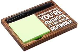 CINRLLA Sticky Note Holder Wooden Notepad & Pen Holder 6.5" x 4.7" Sticky Note Pad Holder Dispenser for Desk Work Motivational Gifts, NPA185