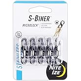 Nite Ize S-Biner MicroLock Stainless Steel - Durable Key Holder Carabiner Clip - S-Biner with Locking Gates - Durable & Strong Mini Carabiners for Keychain Accessories - Black (5 Pack)
