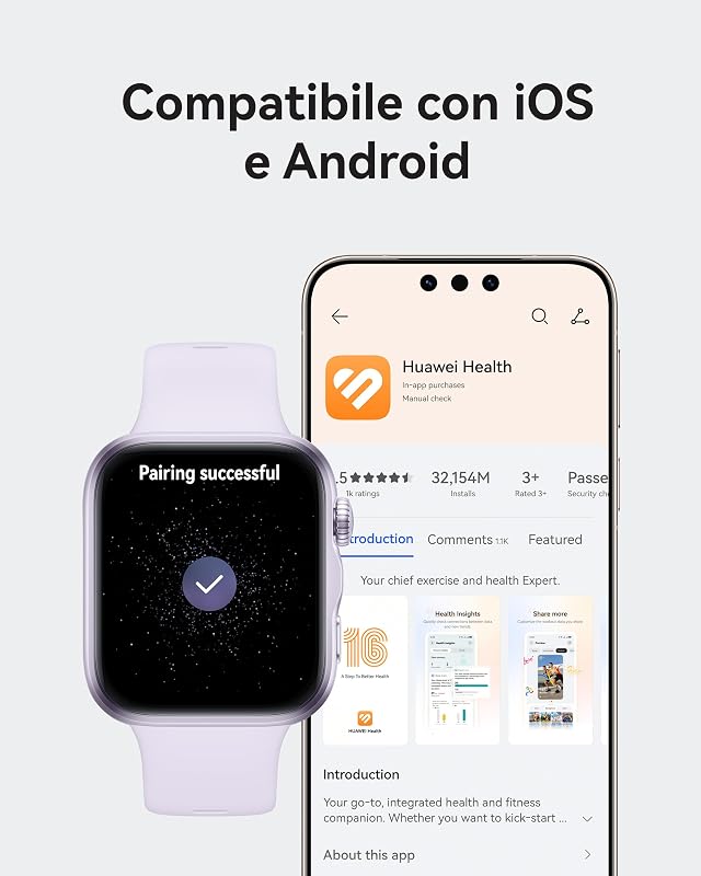 WATCH FIT 5 Smartwatch, Schermo AMOLED HD da 1,82", Bianco