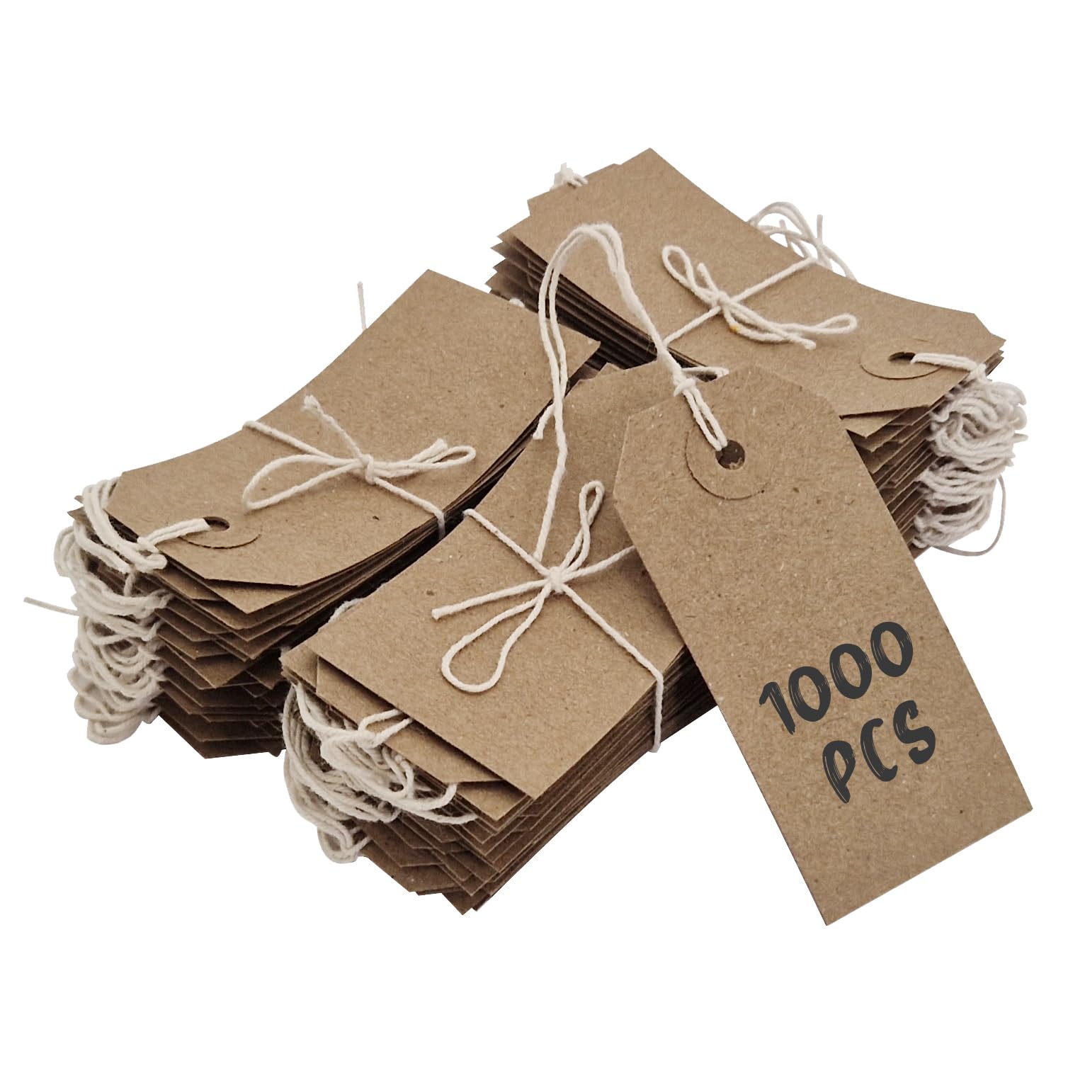 Swift Strung Tags Brown Reinforced Card Clothing Parcel Label String Hanging Gift Swing Tickets Kraft Hang Price Labelling 83mm x 41mm (Pack of 1000)