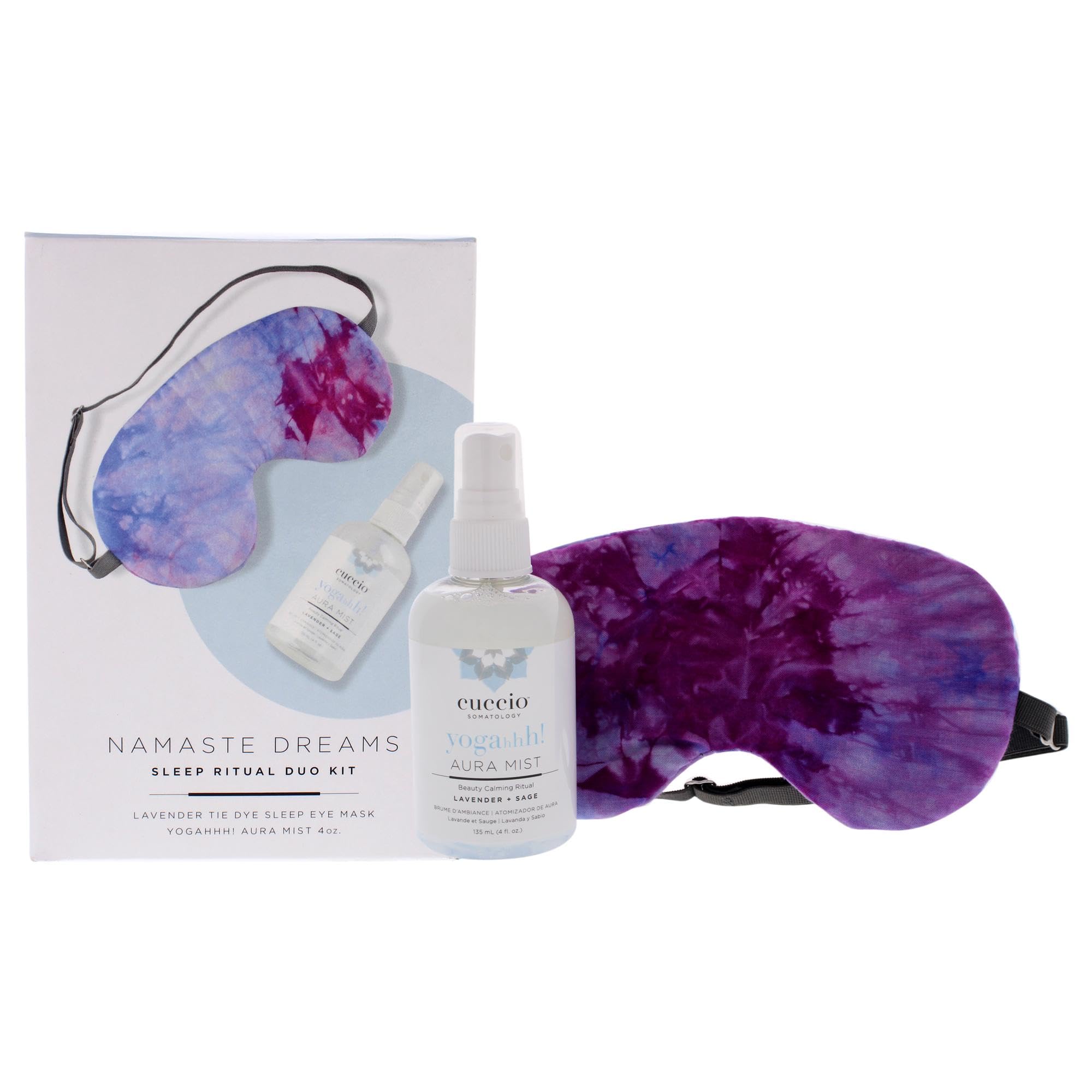 Cuccio Somatology Namaste Dreams Duo Kit - Promotes Restful Night of Sleep - Helps Calm the Senses - Enhances Yoga and Meditation - Safe for All Skin - Includes Aura Mist and Eye Sleep Mask - 2 pc