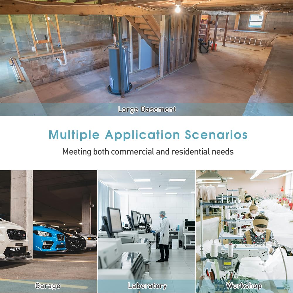 iOCHOW 70L / Tag Industriellen Elektrischer Luftentfeuchter: Fläche 200m2 / 500m3 Bautrockner keller, 24Hr Timer Raumentfeuchter Trocknungsgerät, Tragbarer Entfeuchter Badezimmer mit 5,5L Wassertank 7