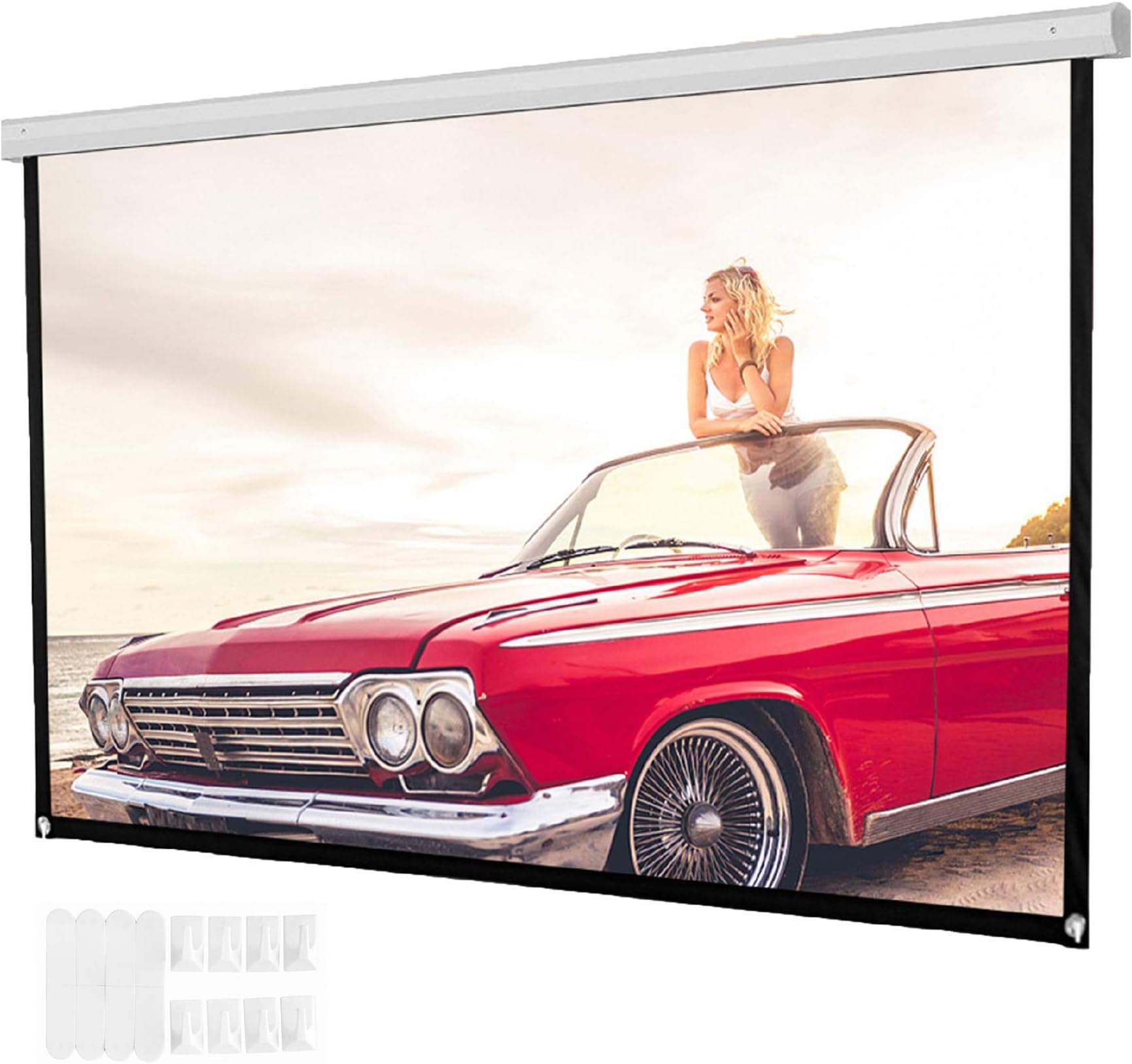 Projection Screen 72 inch 16:9 HD Foldable Anti-Crease Portable Projector Movies Screen for Home Theater Outdoor Indoor (72 inch, White)