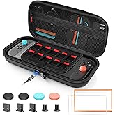 [All in One] Bundle Accessories for Nintendo Switch 2, Carrying Case for Switch 2, 2X Tempered Glass Screen Protector with Frame, 4X Thumb Grip, 5X Dust Plug