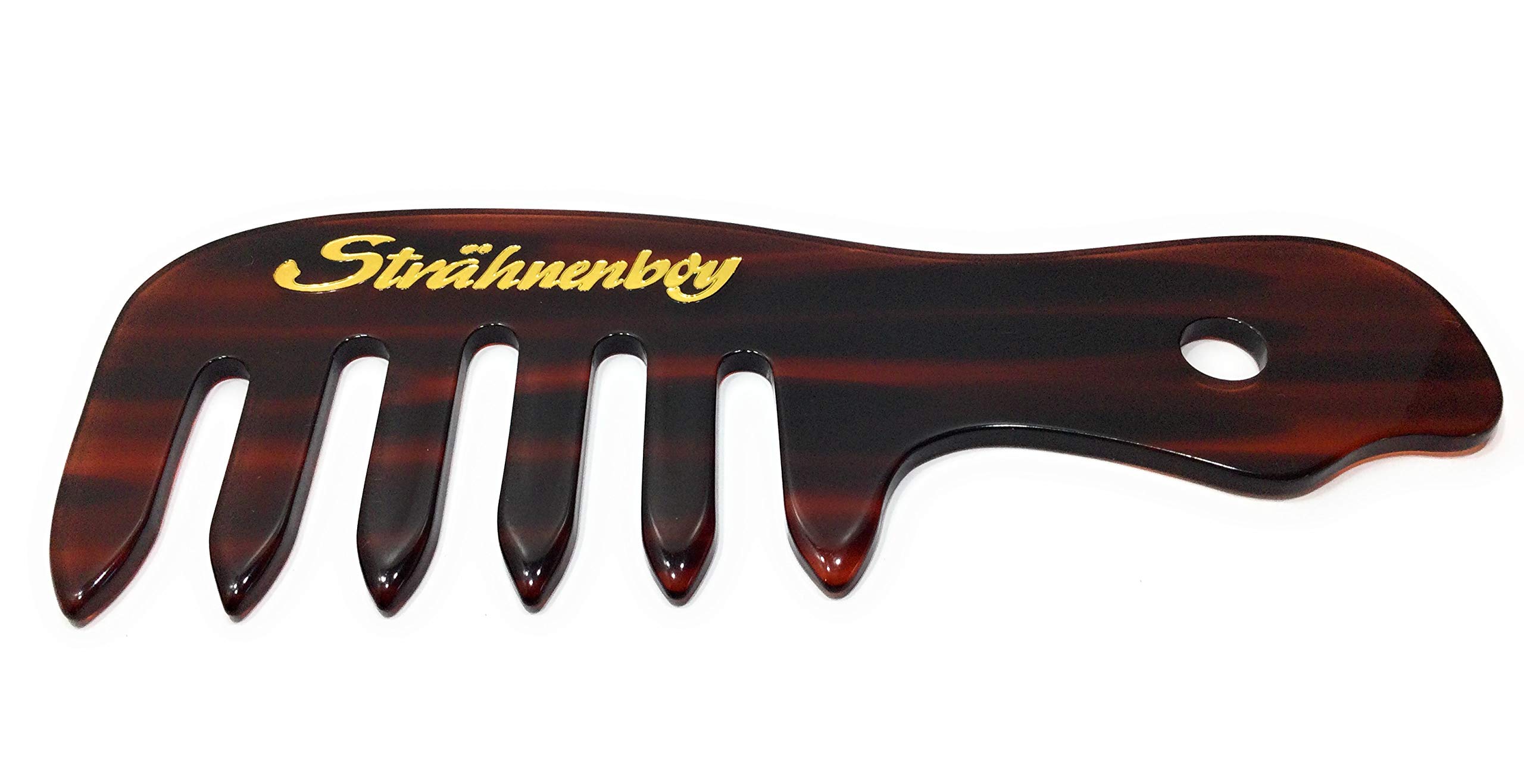 Strähnenboy Styler Comb - Coarse Tooth Brown - 6.5 Inches - 16 cm - Handmade - Afro Comb