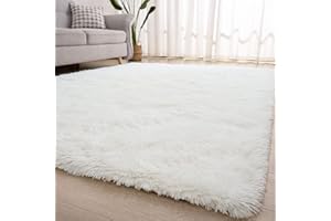 Kelarea Super Soft Shaggy Rug Fluffy Bedroom Carpets, 5x8 Feet Cream White, Modern Indoor Fuzzy Plush Area Rugs for Living Room Dorm Home Decorative Kids Girls Children's Floor Rugs