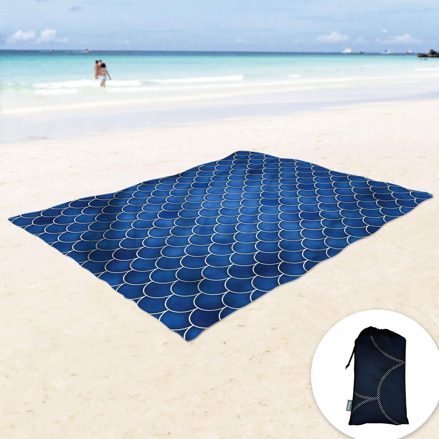 Sunlit Silky Soft Sandfree Beach Blanket Sand Proof Mat with Corner