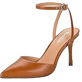 Closed Toe Slingback Heels Wedding High Stiletto Heel for Women Pumps 3.3 Inch Ankle Strap Pointed Toe Heels