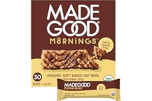 MADE GOOD MadeGood Mornings Soft Baked Breakfast Bars, Chocolate Chip, 1.06 Oz (30 Count) Gluten Free Snacks