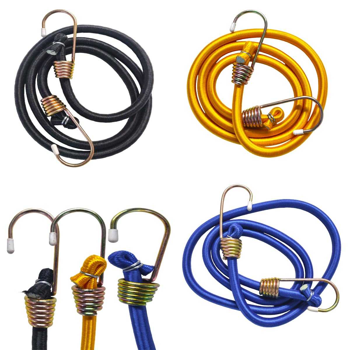 iPEAK Bungee Cord with Hooks Heavy Duty Bungee Rope 52’’ (132cm) Multi-Purpose Elastic Bungee Straps for Luggage Straps, Camping, Motorcycle (Pack of 3)