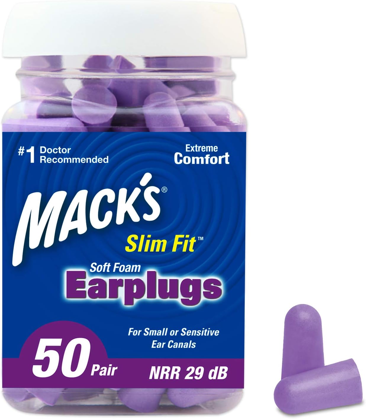 Mack's Slim Fit Soft Foam Earplugs, 50 Pair - Small Ear Plugs for Sleeping, Snoring, Traveling, Concerts, Shooting Sports & Power Tools: Health & Personal Care