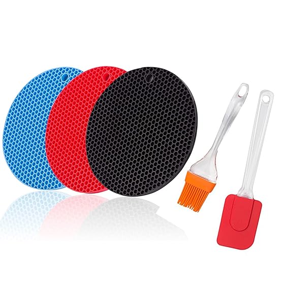 SUNAM Silicone Trivets for Hot Pots and Pans, 3PCS Extra Thick Silicone