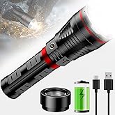 SKYFIRE Brightest Flashlights High Lumens with Ignition Lens,20000mAh Super Bright Rechargeable Flashlight with Shoulder Straps,Led Tactical Flash Light for Camping,Outdoor Essentials&Home Emergencies