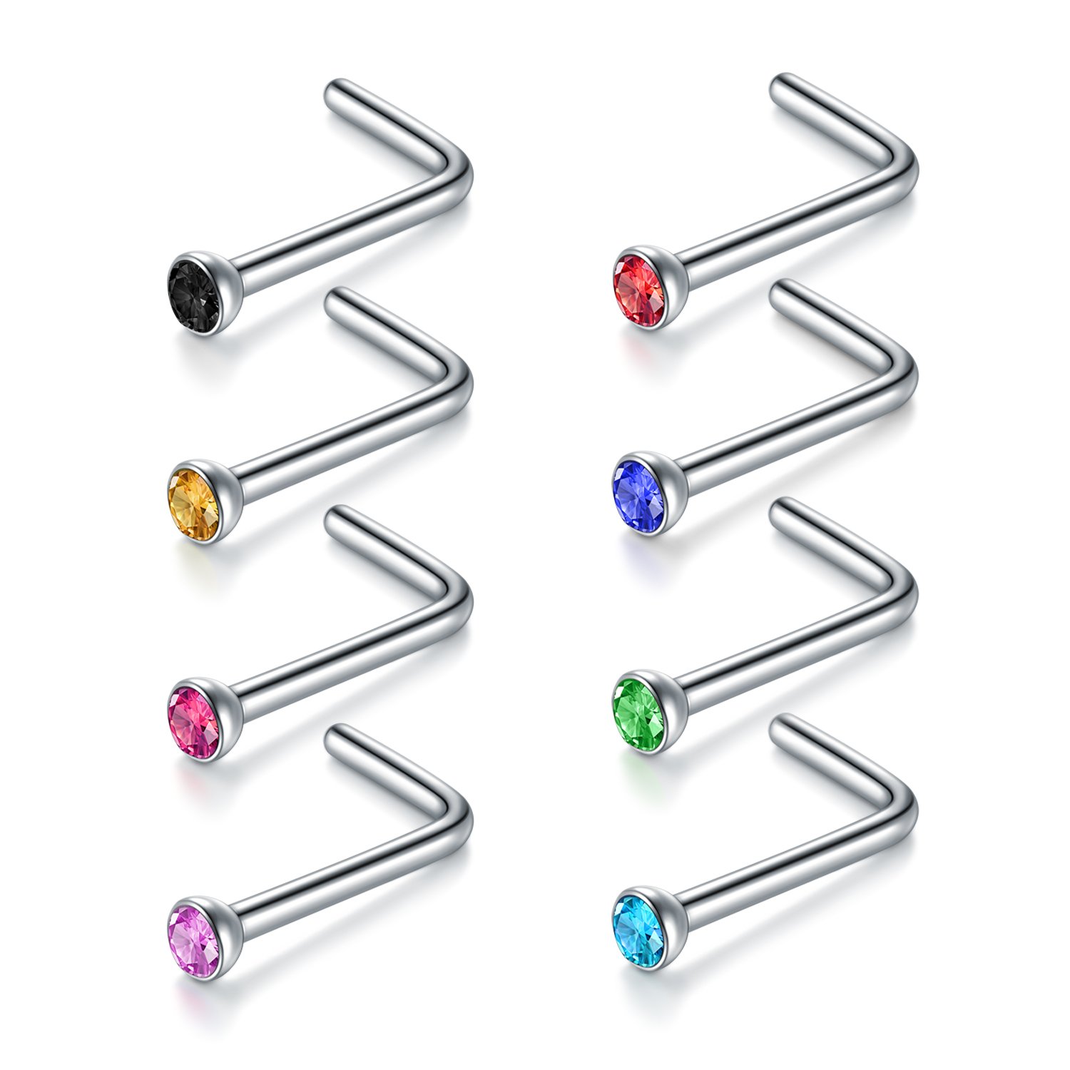 22 Gauge Nose Stud Rings L Shape Nose Bars Nose Desertcart INDIA