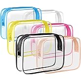 6 Pack Toiletry Bag Makeup Bag Cosmetic Bag, TSA Approved Clear Travel Toiletry Bag wih Zippers, Quart Size Travel Makeup Cos